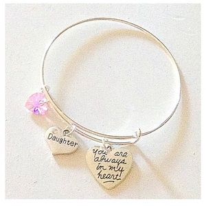 Personalized 🌷 Daughter Silver Bangle Bracelet